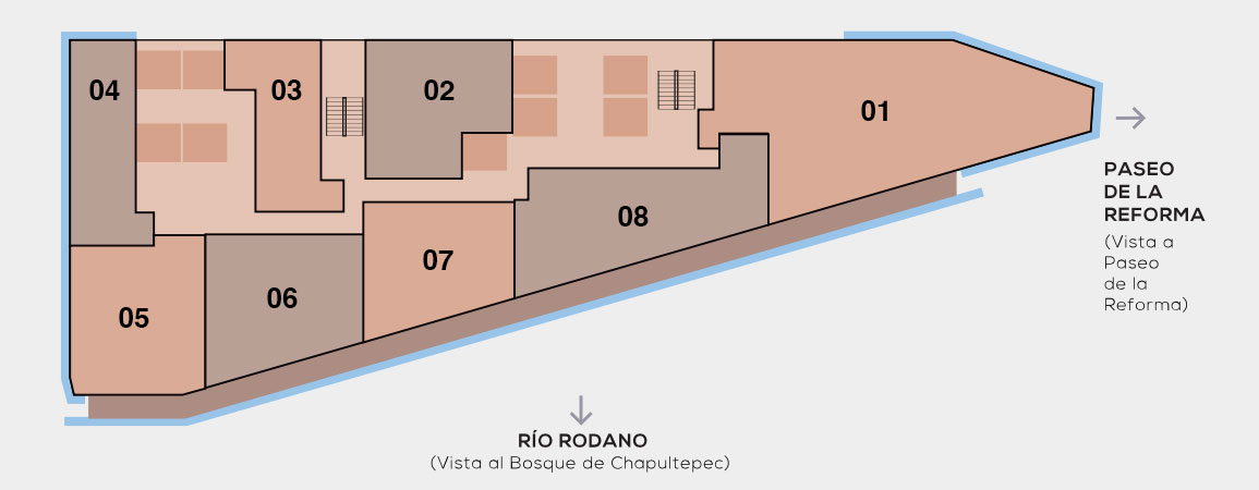 Planta tipo de The Ritz-Carlton Residences, Mexico City, niveles 48 a 55